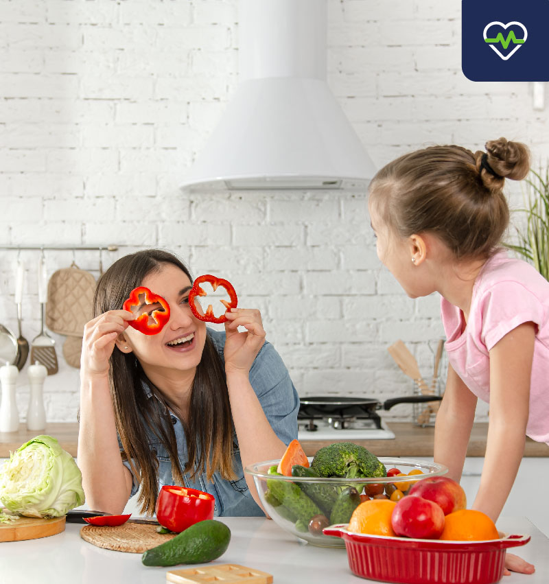 Family enjoying eating healthy food which are rich in vitamins and minerals